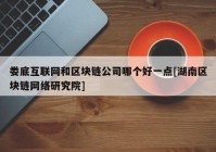 娄底互联网和区块链公司哪个好一点[湖南区块链网络研究院]