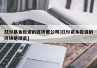 红杉基金投资的区块链公司[红杉资本投资的区块链项目]